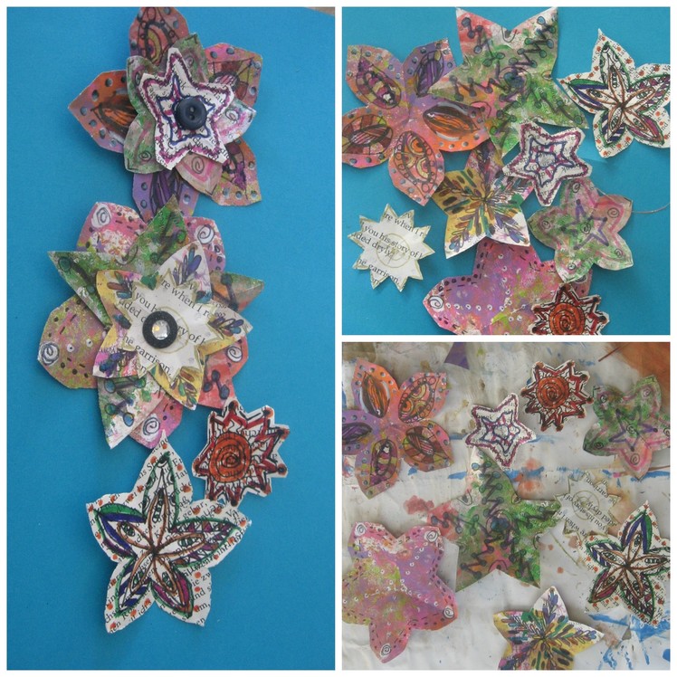 How to make Doddle Flowers. how to make recycled paper flowers.Handmade magazine flower