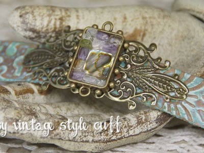 Mixed Media Monday - How to make a vintage style cuff  using beads in bezels
