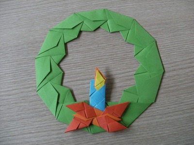 Origami - advent wreath with candle - wieniec adwentowy ze świecą - how to make