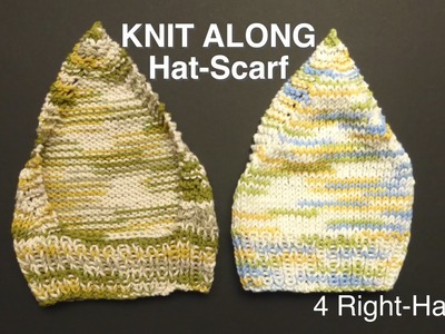 SUPER EASY - Knitted Hat-Scarf (4 Righties)