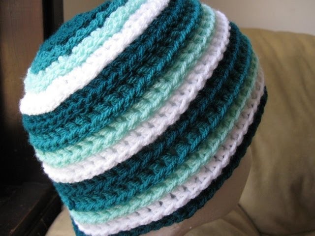 Crochet Hat - Ripple Wave Beanie Left Handed Tutorial