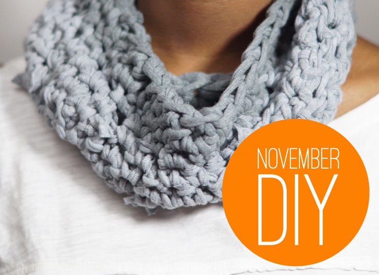 DIY Finger Crochet Snood Scarf from a T-shirt - No Sew