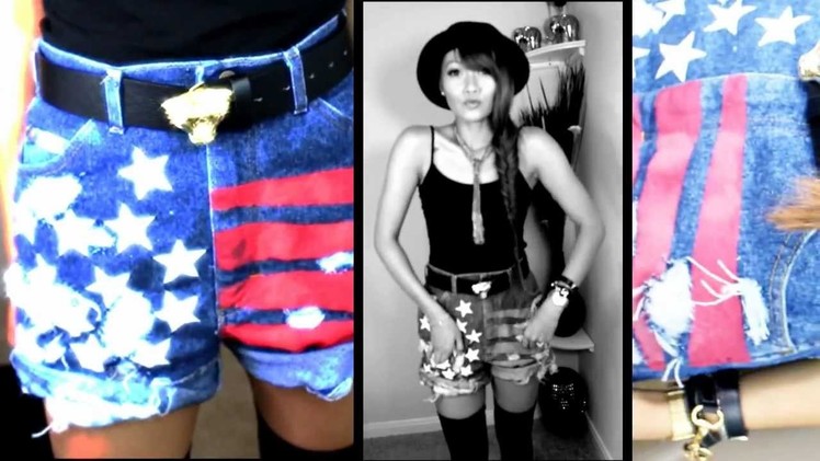 DIY Flag Cut Off Shorts: Stenciling & Distressing