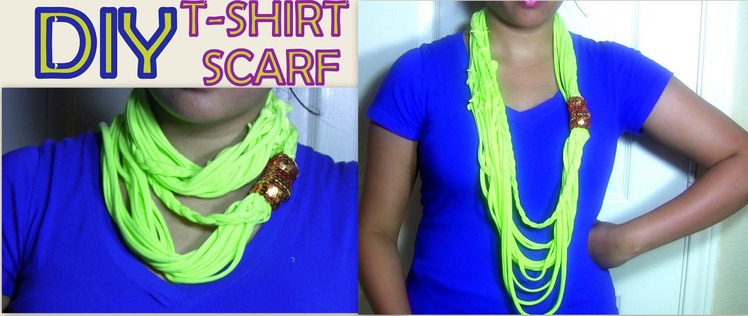 DIY T-Shirt Scarf.Necklace : Inexpensive DIY Craft Ideas to Upcycle.Recycle Old T-shirt into Scarf