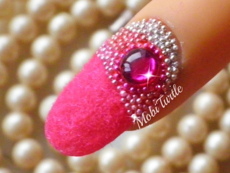 Prom Nails Requested | Embedded Rhinestone Beads and Fluffy Flocking Velvet | STEP BY STEP TUTORIAL