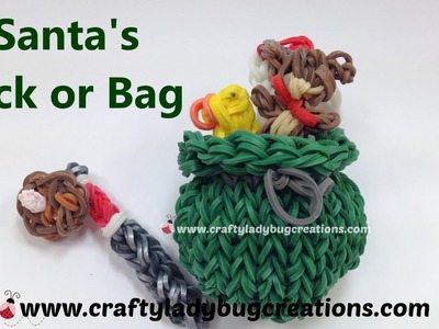 Rainbow Loom Christmas Santa Sack or Bag Charm How to Make Loom Band Tutorials by Crafty Ladybug