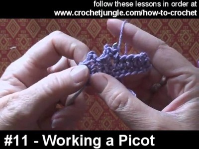 #11 How to work a picot stitch in crochet tutorial LEFT HANDED