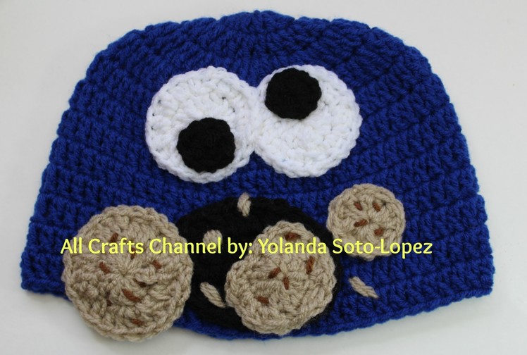 Cookie Monster inspired crochet hat  (Video One)