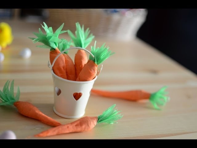 DIY How to make Paper Carrots filled with sweets- Easter decoration in 5min.