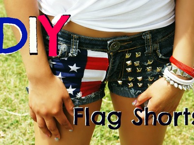 DIY Studded, Distressed Flag Shorts - MissBel01xox