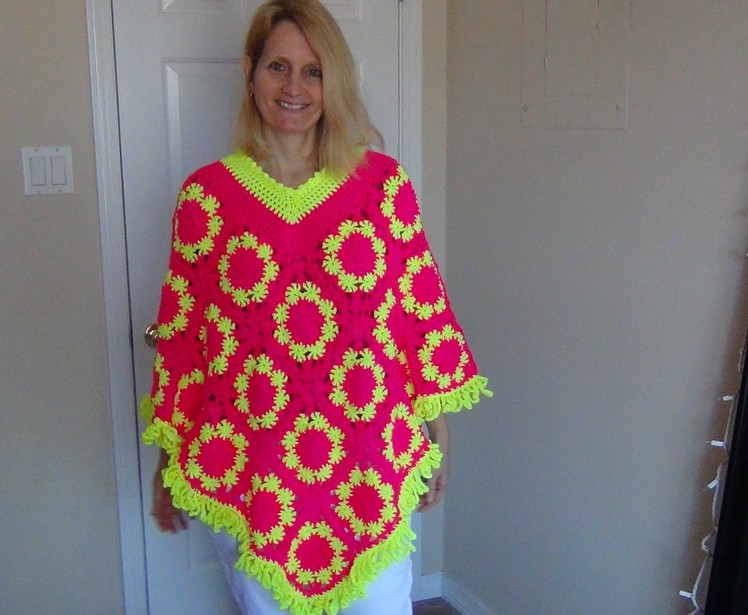 How to Crochet a Granny Square Poncho Part 2