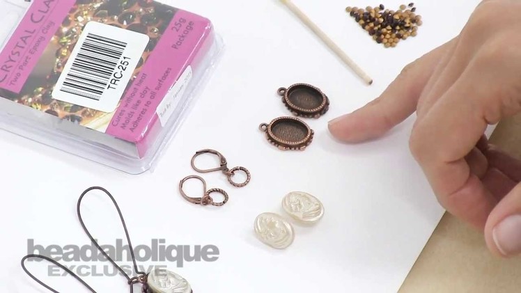 How to Make a Pair of Earrings with a Vintage Button (with glass shank) by Becky Nunn