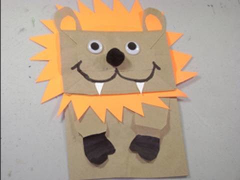 How to make a Puppet Lion with Grocery recycled bag - EP