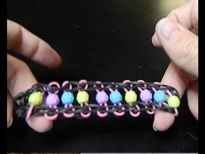 How To Put BEADS  on a Rainbow Loom Bracelet