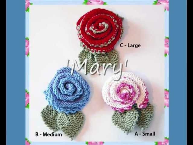 Mary Rose Flower Corsages Three Aran and DK Yarn Knitting Patterns