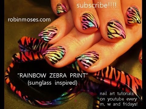 Nail art tutorial | Rainbow nail Design | Zebra print using eyeshadow!