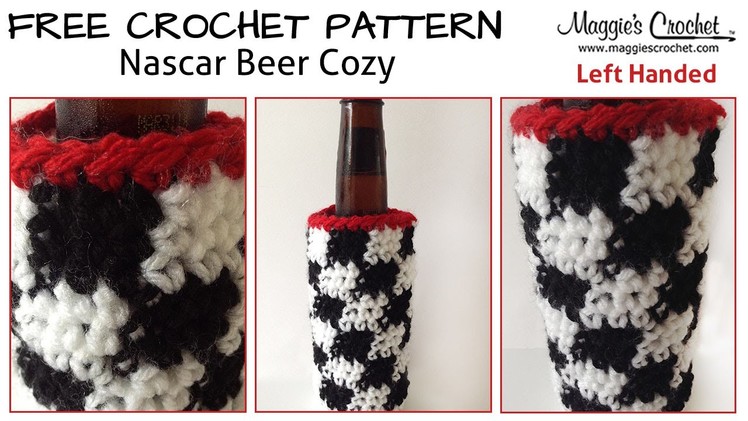 Nascar Beer Cozy Free Crochet Pattern - Left Handed