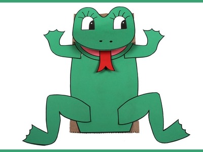 Paper bag craft: Frog puppet