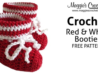 Red & White Bootie Free Crochet Pattern - Right Handed