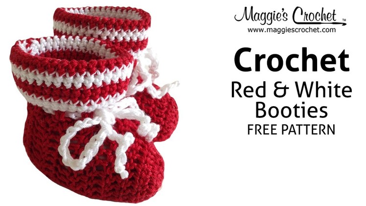 Red & White Bootie Free Crochet Pattern - Right Handed