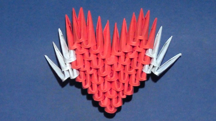 Simple 3D origami Valentine heart with wings for beginners (a gift)
