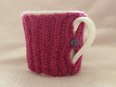 VERY EASY crochet mug cozy tutorial - ribbed crochet mug cozy