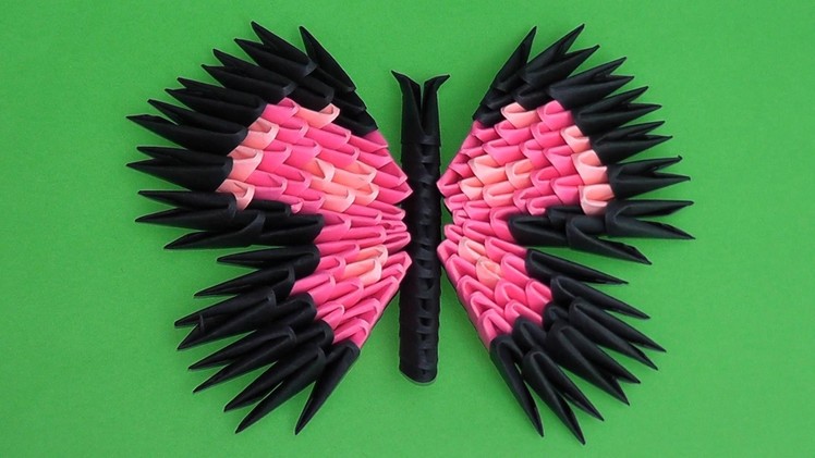 3D origami butterfly assembly diagram (tutorial, instructions) variant 3