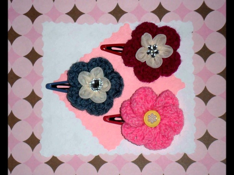 Flower hair clip. crochet flower