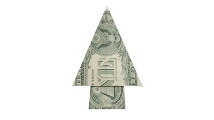How to fold a Money Origami Xmas Tree