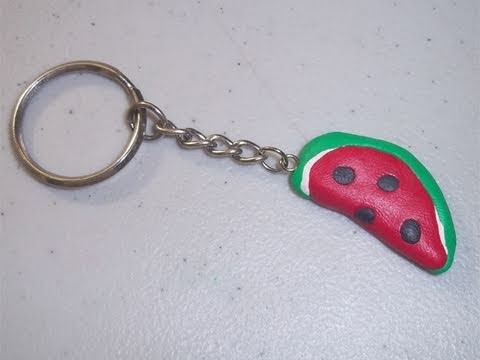 How to make a polymer clay watermelon keychain - EP