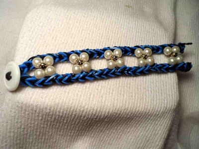 Rainbow loom bracelet with beads tutorial 1