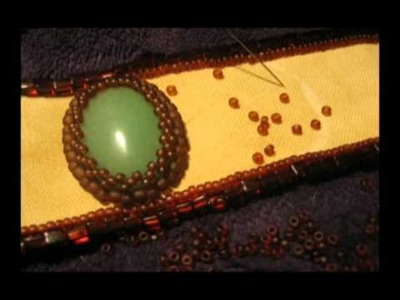 Bead embroidery: jade&aventurine bracelet