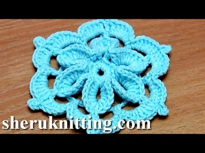 Crochet Flower With 3D Center How to Tutorial 29 Come fiori all'uncinetto 3D