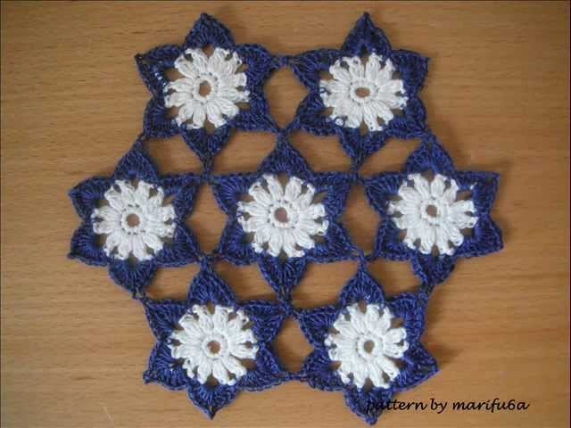 Crochet pattern flowers motif doily tutorial