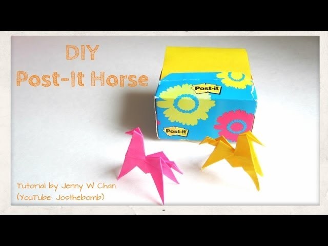 DIY How to fold an Origami. Kirigami Horse, Paper Horse - Post-it Note - Kids Crafts, Paper Crafts