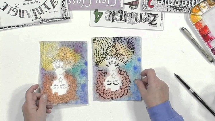 How to Incorprate Watercolors with Zentangle Drawings