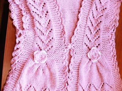 How to Knit Integrated Vandyke Lace Vest with flowers on the front and crochet edging One piece