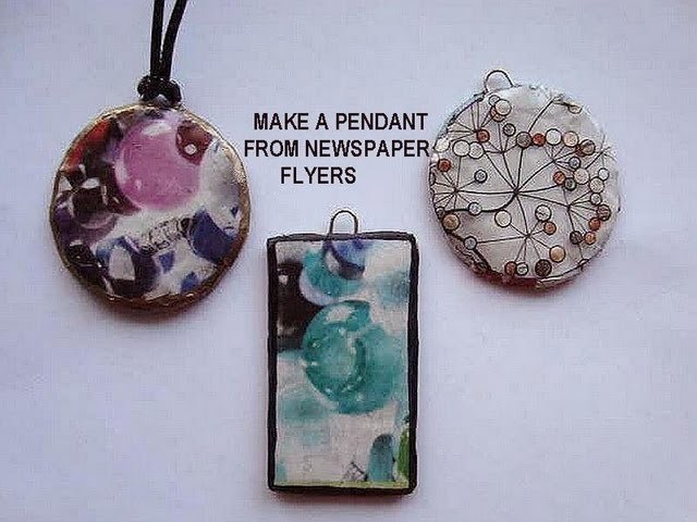 MAKE A ROUND PENDANT FROM NEWSPAPER FLYERS, recycle project, paper beads