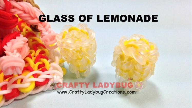 Rainbow Loom Band 3D GLASS LEMONADE-BEACH SERIES EASY Charm Tutorials.How to Make by Crafty Ladybug