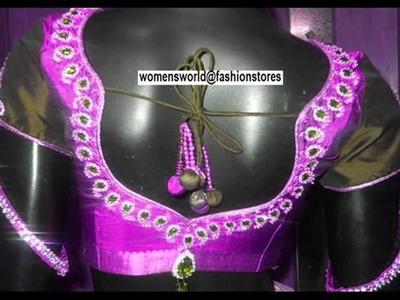 Women blouse design embellished with heavy stone work with beads for party wear & bridals