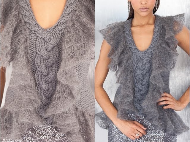 #10 Ruffle Trim Vest, Vogue Knitting Early Fall 2012