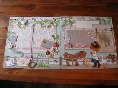 12x12 Premade scrapbook page, little GIRL THEMED, cowgirl, horses