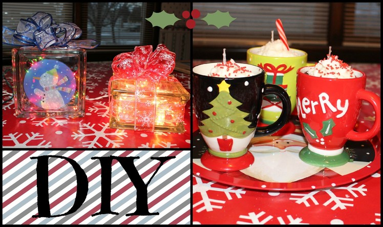 2 DIY Christmas Gifts! [Collab with SimplyBeautyChic1] Hot Cocoa Candles & Lighted Glass Blocks