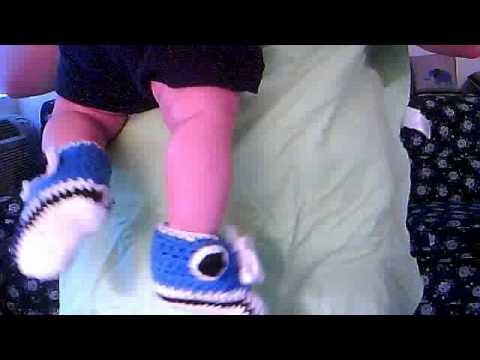 Crocheted baby high top booties