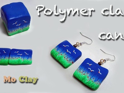 Diy, how to make landscape cane - polymer clay earrings tutorial