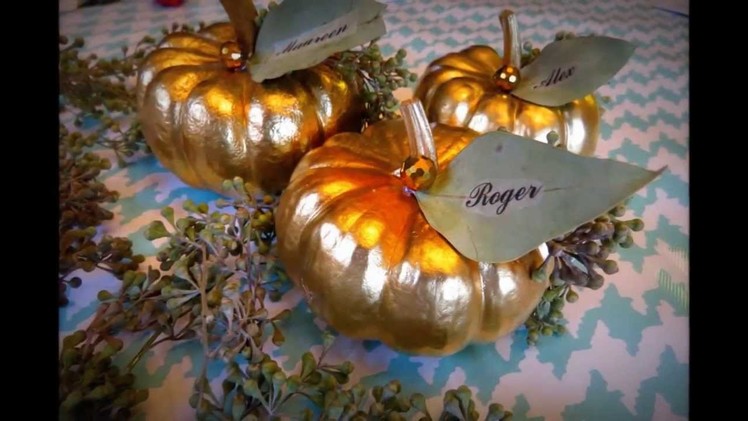 DIY Pumpkin place cards - Thanksgiving table