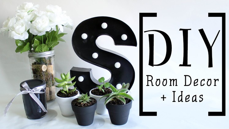 DIY Room Decor + Ideas! | Succulents, Rustic Flower Vase, Marquee Light, Colored Jar  | ShayBrit