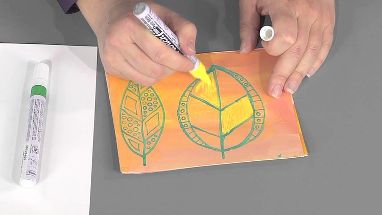 405-1 Julie Fei-Fan Balzer creates an art journal page of doodled leaves on Scrapbook Soup