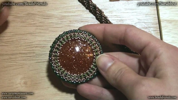 BeadsFriends: Beaded bezel resin cabochon and Triple Spiral necklace with Delica beads