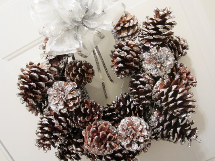 DIY Glitter Pinecone Christmas Wreath